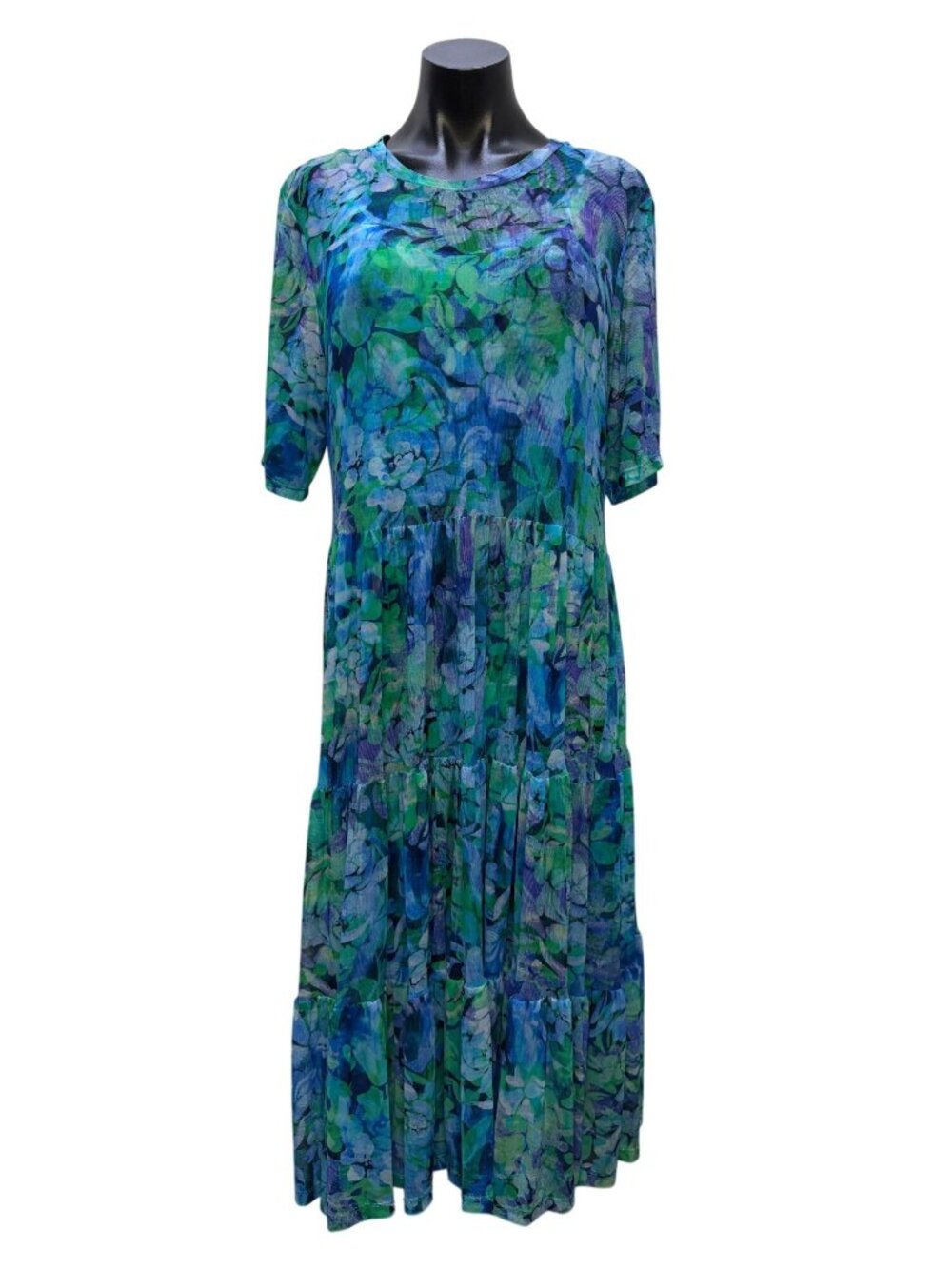 Johnny Was Jade Dress Slip Viletta Floral Print Blue Purple Green Size L